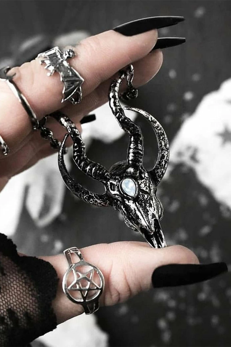 Occult Goat Skull Necklace 1 Occult Goat Skull Necklace