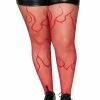 Flame Net Tights [Plus Size] [Red]