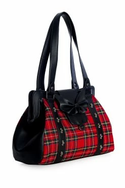 Batwing Bow Plaid Bag [RED] -Goth Accessories Sales BG34277RED1 1800x1800