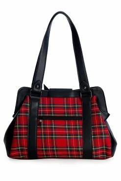 Batwing Bow Plaid Bag [RED] -Goth Accessories Sales BG34277RED3 1800x1800