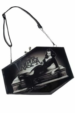 Vampira Skull Kiss Lock Deluxe Coffin Handbag