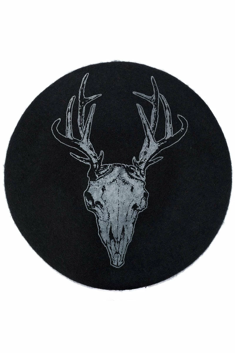 Deer Skull Black Beret 3 Deer Skull Black Beret - Image 3