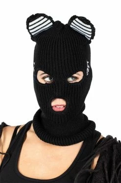 Kitty Cat Ears Embroidered Balaclava Ski Mask