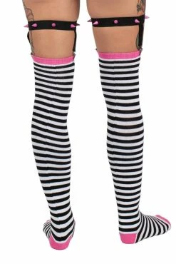 Distressed Punk Stripe Thigh High Garter Socks -Goth Accessories Sales Emo Thigh High Socks 1800x1800