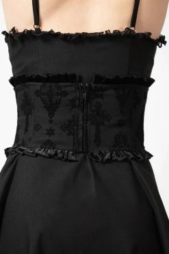 Flix Flocked Waspie -Goth Accessories Sales FLIX FLOCKED WASPIE W D x1600copy 1800x1800