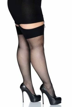 Vamp Fishnet Thigh Highs [PLUS SIZE] -Goth Accessories Sales Fishnet Tights Queen Size 1800x1800