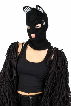 Kitty Cat Ears Embroidered Balaclava Ski Mask -Goth Accessories Sales Goth Beanie 1800x1800