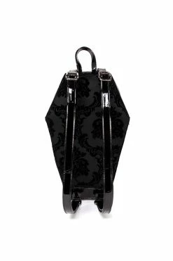 Damask Coffin Backpack [BLACK] -Goth Accessories Sales Gothic Black Backpack 1800x1800