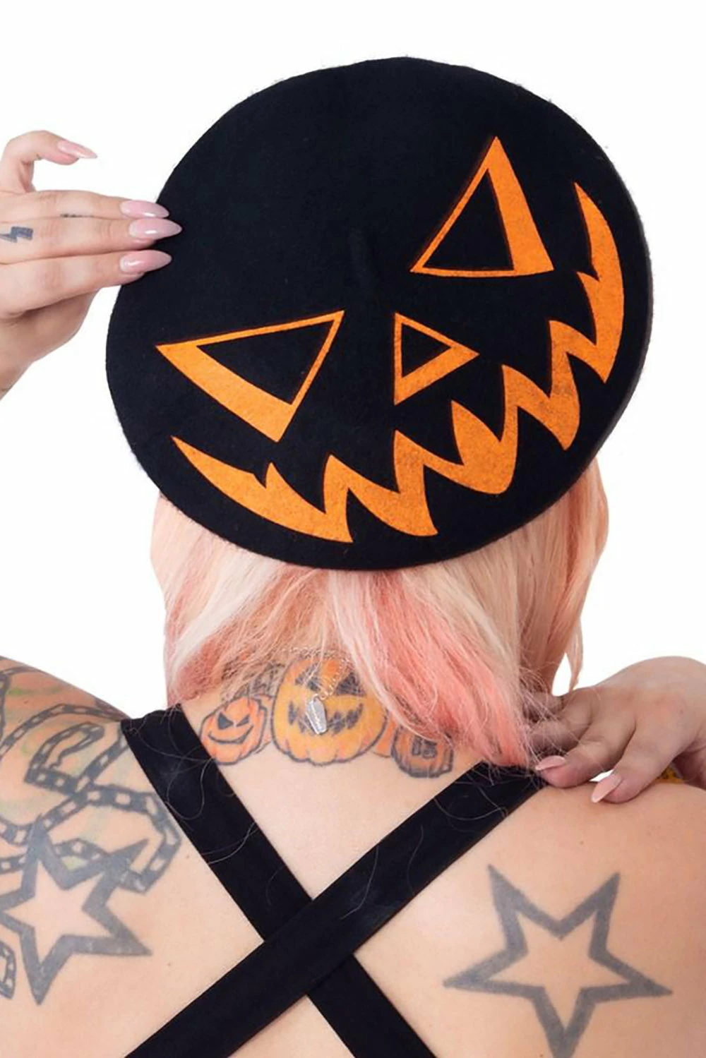 Trick Or Treat Pumpkin Black Beret 1 Trick Or Treat Pumpkin Black Beret