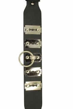 Razor Blade Bondage Black Leather Collar -Goth Accessories Sales IMG 4896 1800x1800