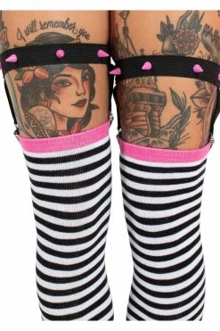 Distressed Punk Stripe Thigh High Garter Socks -Goth Accessories Sales Kawaii Thigh Highs 1800x1800