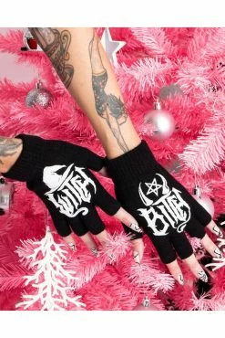 Witch Bitch Fingerless Knit Gloves -Goth Accessories Sales Knitted Emo Gloves 1800x1800