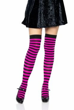 Stripe Thigh Highs [Various Colors] -Goth Accessories Sales PINKK 1800x1800