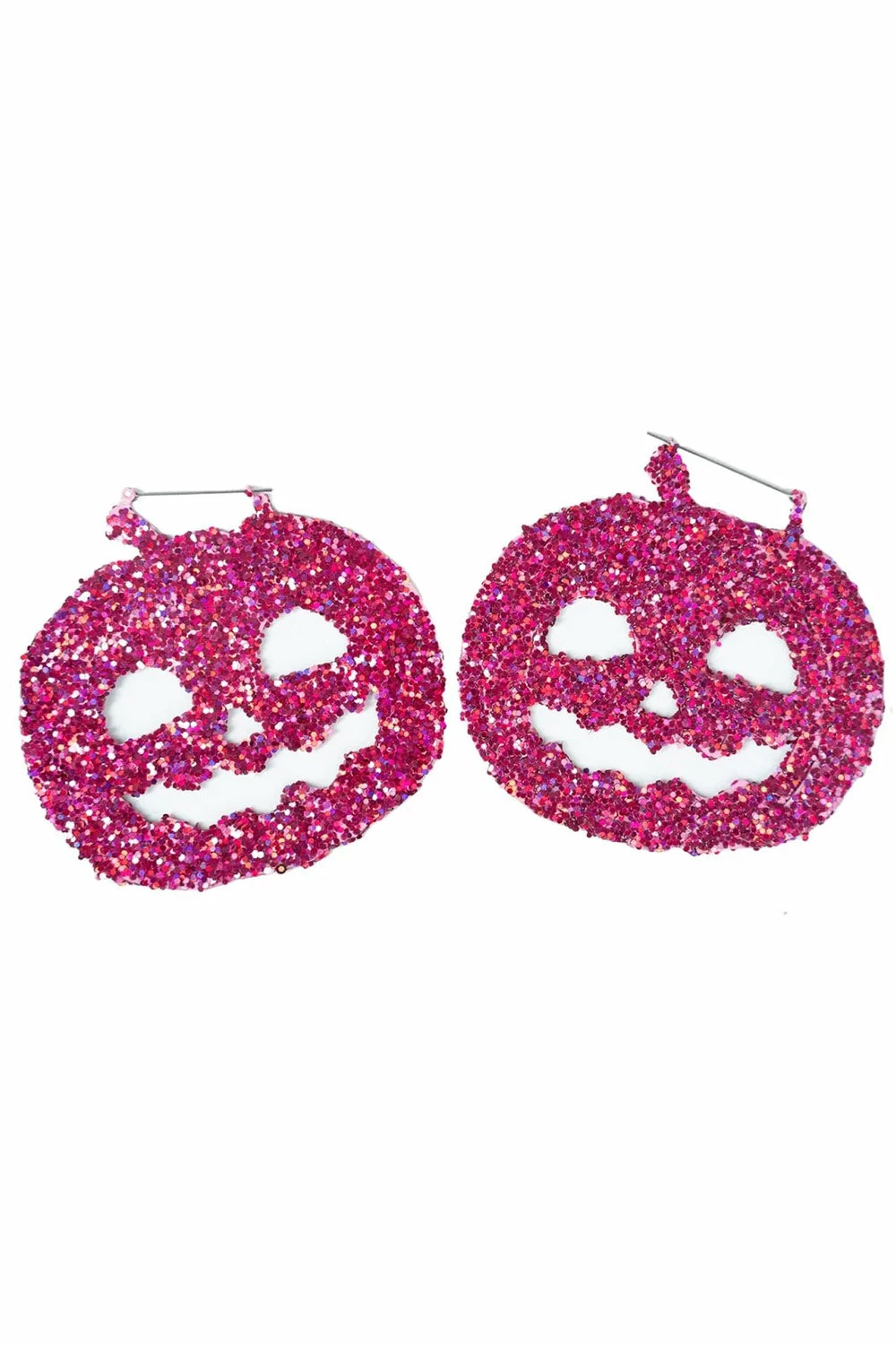 Pink Glitter Pumpkin Hoop Earrings 4 Pink Glitter Pumpkin Hoop Earrings - Image 4
