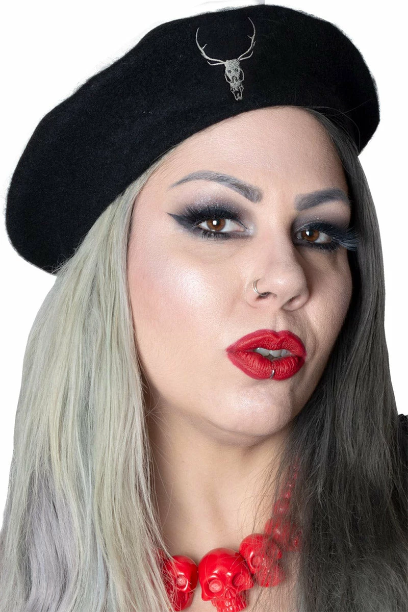 Deer Skull Black Beret 2 Deer Skull Black Beret - Image 2