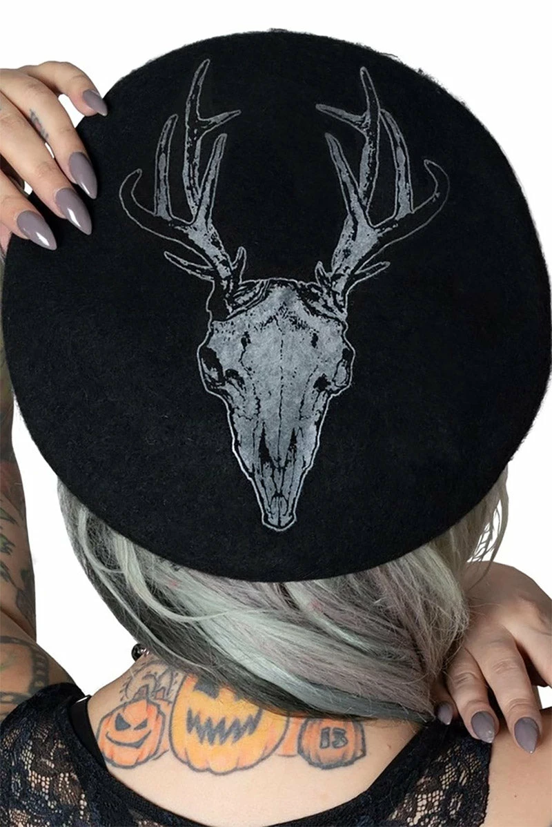 Deer Skull Black Beret 1 Deer Skull Black Beret