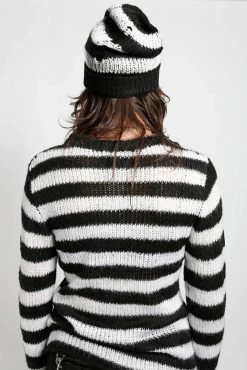 Tripp NYC Stripe Beanie [WHITE/BLACK] -Goth Accessories Sales Striped Hat 06a11972 bcd2 4f42 9146 d8f7d407bd99 1800x1800