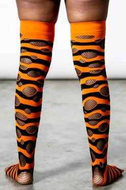 Wretched Soul Distress Socks [BLACK/ORANGE] -Goth Accessories Sales WRETCHED SOUL DISTRESS SOCKS BLACK ORANGE D x1600copy 1800x1800