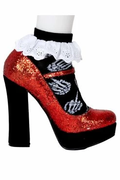 Up Yours Skeleton Ankle Lace Trim Socks