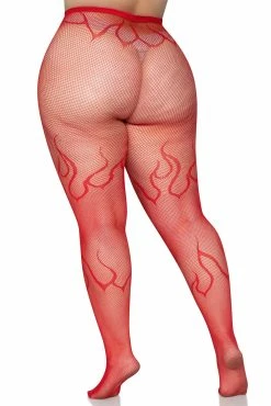 Flame Net Tights [Plus Size] [Red] -Goth Accessories Sales fgfdgfd 1800x1800