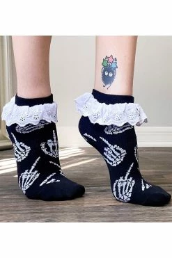 Up Yours Skeleton Ankle Lace Trim Socks -Goth Accessories Sales fhjfhfghfh 1800x1800
