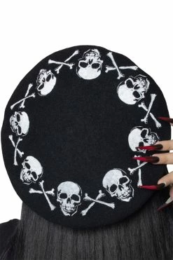 Skulls And Bones Beret Hat