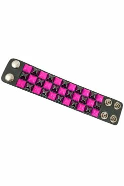 Punk Panic Checkered Bracelet [Black/Pink] -Goth Accessories Sales gdjt 1800x1800