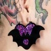 Purple Heart Bat Hoop Earrings