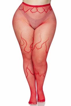 Flame Net Tights [Plus Size] [Red] -Goth Accessories Sales grtgrtyhrt 1800x1800