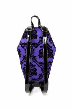 Damask Coffin Backpack [PURPLE] -Goth Accessories Sales haunted mansion bag 1800x1800