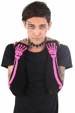 Skeleton Arm Warmers [Magenta]