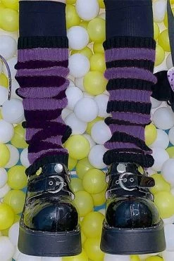 Dead Violets Striped Leg Warmers [Black/Purple] -Goth Accessories Sales purplae legwarmers 02 1800x1800