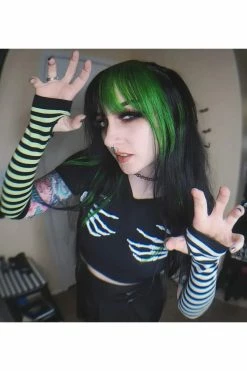 Green & White Striped Knit Arm Warmers 8 Green & White Striped Knit Arm Warmers -Goth Accessories Sales too fast green and white stripes knit arm warmers 135841 1100xcopy 1800x1800